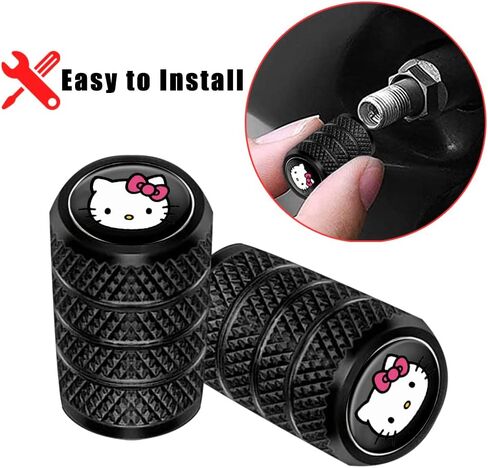 4 قطع من أغطية صمامات إطارات السيارة كيتي اللطيفة، غطاء ساق صمام مضاد للصدأ والغبار، عالمي للسيارات والشاحنات والدراجات النارية والدراجات in Kuwait