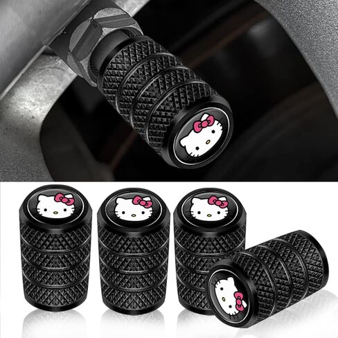 4 قطع من أغطية صمامات إطارات السيارة كيتي اللطيفة، غطاء ساق صمام مضاد للصدأ والغبار، عالمي للسيارات والشاحنات والدراجات النارية والدراجات in Kuwait