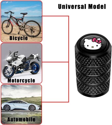 4 قطع من أغطية صمامات إطارات السيارة كيتي اللطيفة، غطاء ساق صمام مضاد للصدأ والغبار، عالمي للسيارات والشاحنات والدراجات النارية والدراجات in Kuwait