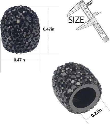 Sikawai Bling Valve Stem Caps Black Sparkling Handmade Crystal Rhinestone Universal Car Tire Valve Caps Chrome,Attractive Dustproof Bling Car/Bike/Motorcycle Accessories - Black in Kuwait