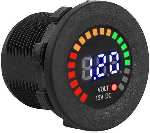 12 فولت LED عرض الفولتميتر العالمي مقياس فولت رقمي مقاوم للماء لوحة مستديرة للقوارب البحرية مركبة دراجة نارية شاحنة Atv Utv سيارة تخييم قافلة in Kuwait