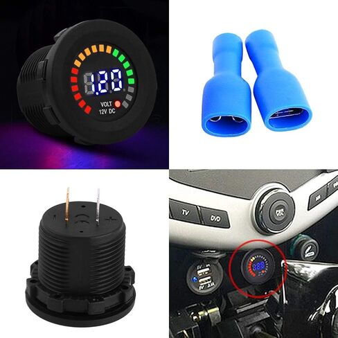 12 فولت LED عرض الفولتميتر العالمي مقياس فولت رقمي مقاوم للماء لوحة مستديرة للقوارب البحرية مركبة دراجة نارية شاحنة Atv Utv سيارة تخييم قافلة in Kuwait