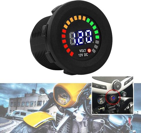 12 فولت LED عرض الفولتميتر العالمي مقياس فولت رقمي مقاوم للماء لوحة مستديرة للقوارب البحرية مركبة دراجة نارية شاحنة Atv Utv سيارة تخييم قافلة in Kuwait