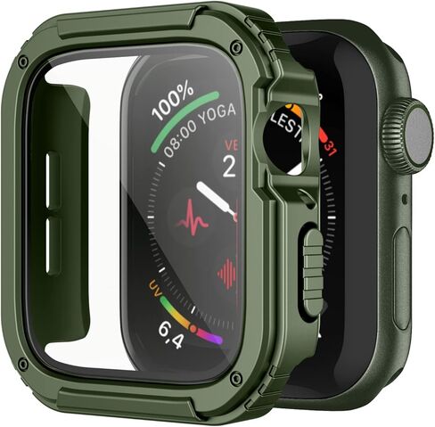 Recoppa لحافظة ساعة Apple القوية مقاس 42 مم سلسلة 3/2/1 مع واقي شاشة، غطاء حماية متين من الفئة العسكرية Quattro Pro مقاوم للسقوط وغطاء حماية كامل للرجال iWatch (أسود) in Kuwait