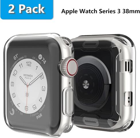 2 Pack Compatible for Apple Watch 38mm Case iWatch Screen Protector TPU All-Around Protective Case Clear Ultra-Thin Cover for Series 3 Series 2, 2 Pack (Clear, for 38mm Apple Watch case) in Kuwait