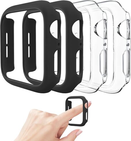 4 عبوات من حافظات الصدمات الصلبة من البولي كربونات المتوافقة مع ساعة Apple Watch SE (الجيل الثاني) السلسلة 6 السلسلة 5 السلسلة 4 40 مم بدون واقي شاشة، غطاء حافة إطار واقٍ مقاوم للخدش لساعة iWatch 40 مم in Kuwait