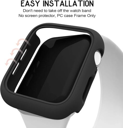 4 عبوات من حافظات الصدمات الصلبة من البولي كربونات المتوافقة مع ساعة Apple Watch SE (الجيل الثاني) السلسلة 6 السلسلة 5 السلسلة 4 40 مم بدون واقي شاشة، غطاء حافة إطار واقٍ مقاوم للخدش لساعة iWatch 40 مم in Kuwait