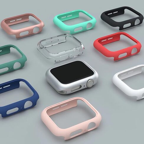 4 عبوات من حافظات الصدمات الصلبة من البولي كربونات المتوافقة مع ساعة Apple Watch SE (الجيل الثاني) السلسلة 6 السلسلة 5 السلسلة 4 40 مم بدون واقي شاشة، غطاء حافة إطار واقٍ مقاوم للخدش لساعة iWatch 40 مم in Kuwait