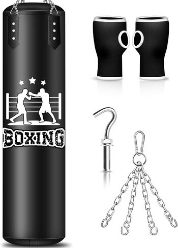حقيبة ملاكمة YORWHIN للبالغين، أكياس ملاكمة ثقيلة من البولي يوريثان بطول 4 أقدام مع خطاف سقف سلسلة، حقيبة ملاكمة معلقة للكيك بوكسينغ Muay Thai Karate Judo Taekwondo Home Gym Training، غير مملوءة in Saudi Arabia