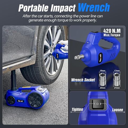 Electric Car Jack Kit,5 Ton 12V Car Jack Hydraulic with Electric Impact Wrench and Tire Inflator Pump,Portable Car Jack Kit for SUV MPV Sedan Truck Change Tires Garage Repair in Saudi Arabia