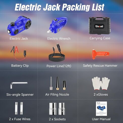 Electric Car Jack Kit,5 Ton 12V Car Jack Hydraulic with Electric Impact Wrench and Tire Inflator Pump,Portable Car Jack Kit for SUV MPV Sedan Truck Change Tires Garage Repair in Saudi Arabia
