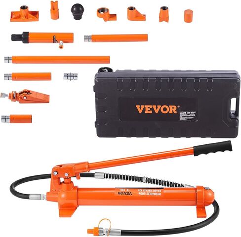 طقم طاقة بورتا 10 طن من فيفور، رام هيدروليكي مع مضخة، 4.6 قدم/1.4 متر خرطوم زيت سيارة جاك رام، أداة إصلاح إطار الجسم التلقائي مع حقيبة تخزين للسيارات، المرآب، المعدات الثقيلة، ميكانيكي (22046 رطل) in Kuwait
