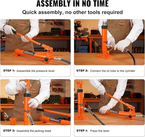 طقم طاقة بورتا 10 طن من فيفور، رام هيدروليكي مع مضخة، 4.6 قدم/1.4 متر خرطوم زيت سيارة جاك رام، أداة إصلاح إطار الجسم التلقائي مع حقيبة تخزين للسيارات، المرآب، المعدات الثقيلة، ميكانيكي (22046 رطل) in Kuwait