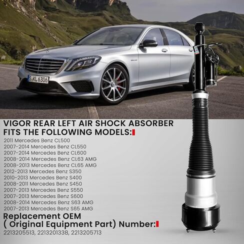 ممتص الصدمات النشط الخلفي الأيمن القابل للتعديل من VIGOR متوافق مع 2005-2012 Benz S-Class W221 وCL-Class C216 مع دعامة هواء للسيارة 4Matic، رقم استبدال OEM 2213205613 in Kuwait