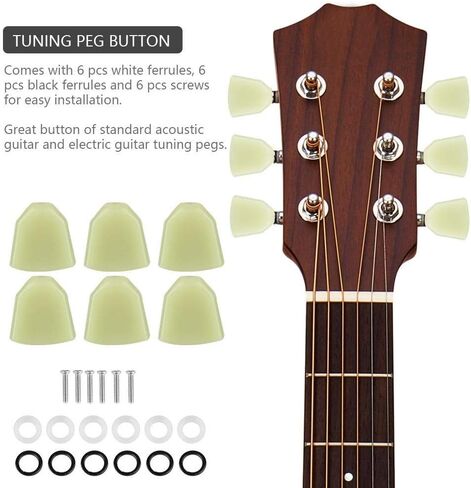 Tuning Pegs Button,6 PCS/Set Acrylic Machine Heads Tuning Pegs Buttons for Acoustic Electric Guitar(Green) in Saudi Arabia