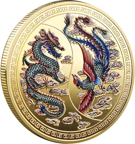 الازدهار الذي جلبته الصينية لونغ وفينيكس محظوظ عملة اليانصيب تذكرة خدش أداة محظوظ السحر التحدي عملة in Kuwait