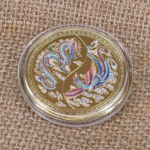 الازدهار الذي جلبته الصينية لونغ وفينيكس محظوظ عملة اليانصيب تذكرة خدش أداة محظوظ السحر التحدي عملة in Kuwait