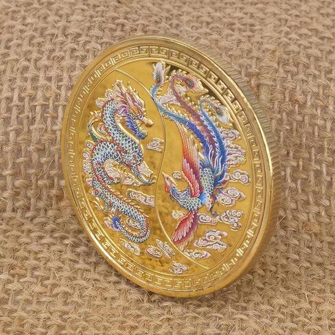 الازدهار الذي جلبته الصينية لونغ وفينيكس محظوظ عملة اليانصيب تذكرة خدش أداة محظوظ السحر التحدي عملة in Kuwait