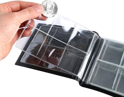 ألبوم مجموعة العملات المعدنية 60 جيبًا - 35 × 35 مم/ 1.4 × 1.4 بوصة شبكات لمجموعة بيني والتخزين يناسب توني، دايم، بنس، سنت، ربع، نيكل أسود CS4206BK in Kuwait