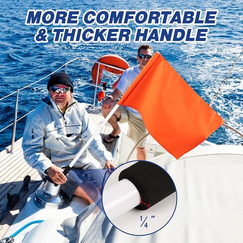 علم Hmeyomy البرتقالي لعلم سلامة القوارب 48 بوصة، 12 × 18 بوصة علم التزلج على الماء مع 3 أقطاب، علم متزلج قابل للطفو للأسفل للقوارب، أعلام القوارب للأنابيب والرياضات المائية in Kuwait