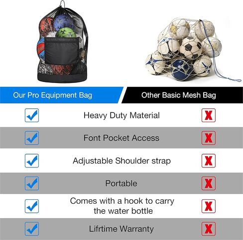 Extra Large Ball Bag, Mesh Soccer Ball Bag, Adjustable Shoulder and Portable Strap Design fit Coach,Adults and Kids, Best for Soccer Ball, Basketball, Volleyball, Baseball, Water Sports, Beach Cloth in Saudi Arabia