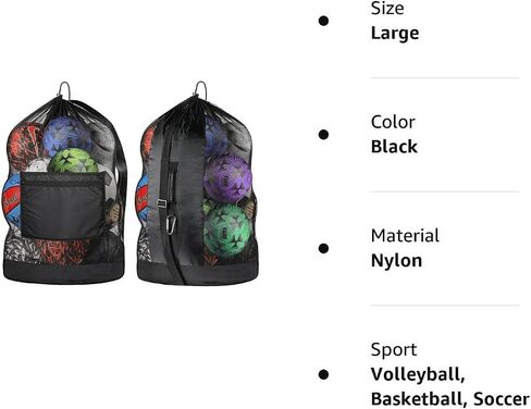 Extra Large Ball Bag, Mesh Soccer Ball Bag, Adjustable Shoulder and Portable Strap Design fit Coach,Adults and Kids, Best for Soccer Ball, Basketball, Volleyball, Baseball, Water Sports, Beach Cloth in Saudi Arabia