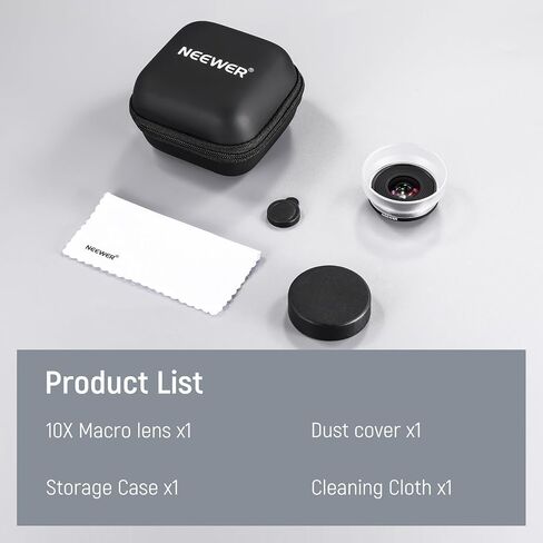 عدسة ماكرو HD 10X من NEEWER مع غطاء موزع قابل للفصل فقط للوحة الخلفية بخيط 17 مم، متوافقة مع قفص هاتف SmallRig NEEWER iPhone Samsung مع محول عدسة 17 مم، LS-28 in Saudi Arabia