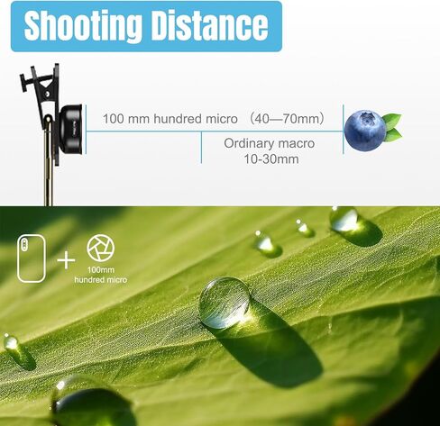 عدسة تصوير ماكرو احترافية من Toyofmine للهواتف الذكية، عدسات ماكرو لهواتف iPhone وSamsung وGalaxy وOneplus وهواتف Android (تناسب جميع الهواتف تقريبًا)، ملحق عدسة ماكرو للهاتف الخلوي لهاتف iPhone in Kuwait