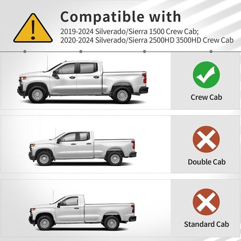 لوحات تشغيل OEDRO متوافقة مع 2019-2024 Chevy Silverado/GMC Sierra 1500 Crew Cab، 2020-2024 Silverado/Sierra 2500HD 3500HD Crew Cab، أسود محكم، قضبان جانبية Nerf in Saudi Arabia
