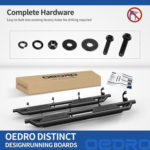 لوحات تشغيل OEDRO متوافقة مع 2019-2024 Chevy Silverado/GMC Sierra 1500 Crew Cab، 2020-2024 Silverado/Sierra 2500HD 3500HD Crew Cab، أسود محكم، قضبان جانبية Nerf in Saudi Arabia