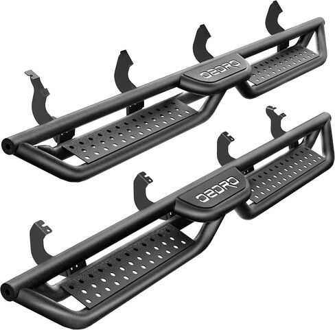 OEDRO Running Boards with Two Stairs Design All-Steel Build, Bolt-on Side Steps Compatible with 2022-2024 Toyota Tundra Crewmax Cab, Black Powder Coated Nerf Bar in Saudi Arabia