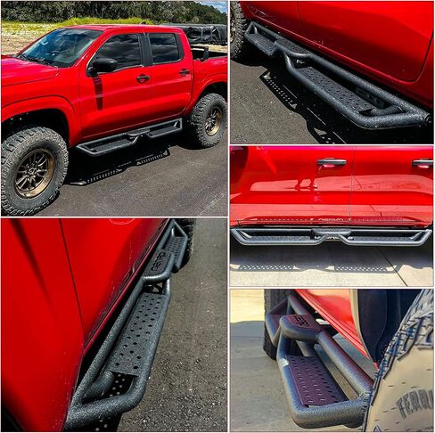 OEDRO Running Boards with Two Stairs Design All-Steel Build, Bolt-on Side Steps Compatible with 2022-2024 Toyota Tundra Crewmax Cab, Black Powder Coated Nerf Bar in Saudi Arabia