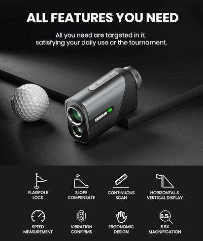 EENOUR Golf Rangefinder Mini مع اهتزاز منحدر وقفل الدبوس، تكبير 875Y 6.5X، جهاز تحديد نطاق ليزر قابل لإعادة الشحن للجيب، مسح مستمر للجولف والصيد in Kuwait