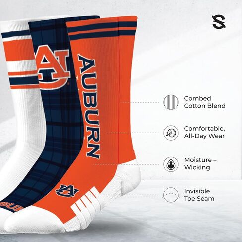 جوارب Strideline NCAA للرجال - 3 قطع لعطلة نهاية الأسبوع - مقاس واحد يناسب الجميع in Kuwait