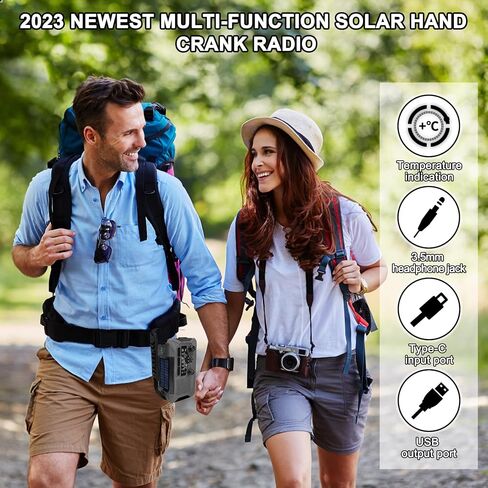 10000mAh Emergency Weather Radio with Solar Charging, Hand Crank Radio Solar Radio Portable Radio AM/FM/NOAA Radio LED Flashlight Reading Lamp Compass Phone Charger SOS Alarm for Outdoor Camping in Saudi Arabia
