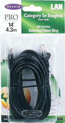 Belkin Snagless CAT5E Patch Cable * RJ45M/RJ45M; 14 Black (A3L791b14-BLK-S) in Saudi Arabia