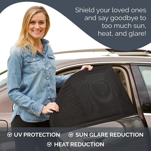 SHADESOX Car Side Window Sunshade (2-Pack) | Window Shade for Baby in Car | Universal Fit for 99% of Cars & Mid Size SUVs | Rear Car Window Shades for Kids and Children | Sun Blocker Window Screens in Saudi Arabia