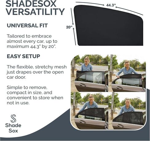 SHADESOX Car Side Window Sunshade (2-Pack) | Window Shade for Baby in Car | Universal Fit for 99% of Cars & Mid Size SUVs | Rear Car Window Shades for Kids and Children | Sun Blocker Window Screens in Saudi Arabia