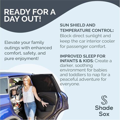 SHADESOX Car Side Window Sunshade (2-Pack) | Window Shade for Baby in Car | Universal Fit for 99% of Cars & Mid Size SUVs | Rear Car Window Shades for Kids and Children | Sun Blocker Window Screens in Saudi Arabia