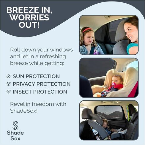 SHADESOX Car Side Window Sunshade (2-Pack) | Window Shade for Baby in Car | Universal Fit for 99% of Cars & Mid Size SUVs | Rear Car Window Shades for Kids and Children | Sun Blocker Window Screens in Saudi Arabia