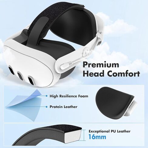 حزام رأس البطارية من Kuject Design لـ Quest 3، حزام النخبة المريح لتمديد وقت اللعب وتقليل إجهاد الوجه، ملحقات الواقع الافتراضي مع منفذ شحن مستقل ومفصلة قابلة للتعديل in Kuwait