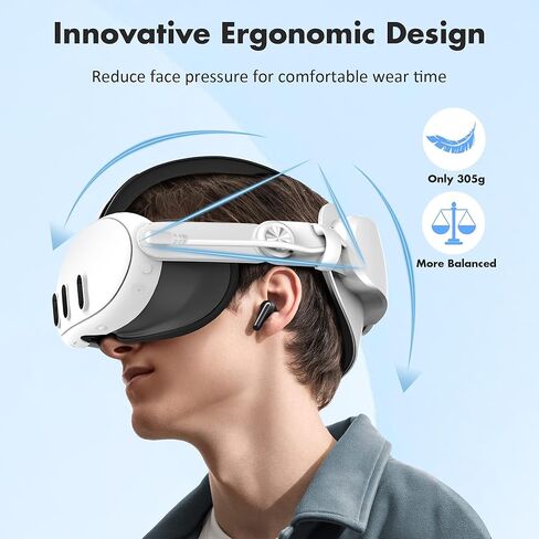 حزام رأس البطارية من Kuject Design لـ Quest 3، حزام النخبة المريح لتمديد وقت اللعب وتقليل إجهاد الوجه، ملحقات الواقع الافتراضي مع منفذ شحن مستقل ومفصلة قابلة للتعديل in Kuwait