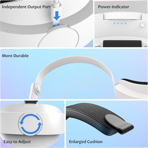 حزام رأس البطارية من Kuject Design لـ Quest 3، حزام النخبة المريح لتمديد وقت اللعب وتقليل إجهاد الوجه، ملحقات الواقع الافتراضي مع منفذ شحن مستقل ومفصلة قابلة للتعديل in Kuwait