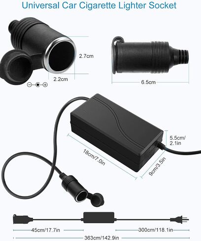ALITOVE AC to DC Converter 110V to 12V 10A 120W Power Supply Car Cigarette Lighter Adapter to Wall Plug AC to DC Adapter for Car Vacuum Cleaner Inflator Refrigerator Cooler and Other Car Devices in Saudi Arabia