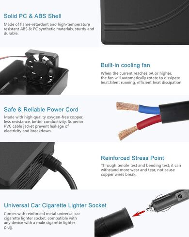 ALITOVE AC to DC Converter 110V to 12V 10A 120W Power Supply Car Cigarette Lighter Adapter to Wall Plug AC to DC Adapter for Car Vacuum Cleaner Inflator Refrigerator Cooler and Other Car Devices in Saudi Arabia