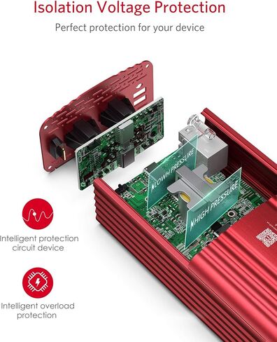 BESTEK 300Watt Pure Sine Wave Power Inverter - DC 12V إلى AC 110V محول محول قابس السيارة، محول الطاقة مع 4.8A منافذ شحن USB مزدوجة و2 منافذ تيار متردد لشاحن السيارة in Saudi Arabia
