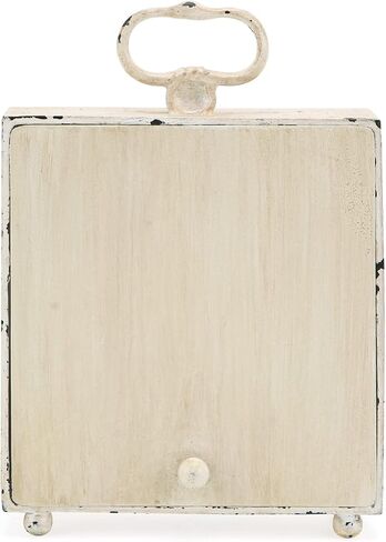 NIKKY HOME Small Table Clock with Handle, Silent Non-Ticking Shelf Desk Top Clock Battery Operated Vintage Rustic Design, Chic Home Decor for Fireplace Mantel, Desktop, Countertop, Distressed White in Saudi Arabia