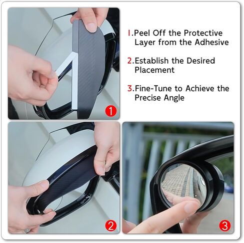 2 Pack Blind Spot Mirror,Side Rain Guards with Convex Rear View Mirror for Exterior Accessories Universal Fit Car SUV and Trucks in Kuwait