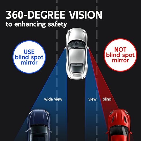 2Pcs Blind Spot Mirror for Cars, 360 Degree Rotatable Convex Rearview Side Mirror, Universal Vehicle Blindspot Mirrors for Cars SUVs, Vans, and Trucks (Please Dont' Remove Backing Film) in Kuwait