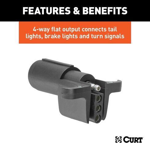 CURT 57620 6-Way Round Vehicle Side to 4-Way Flat Trailer Wiring Adapter , Black in Saudi Arabia